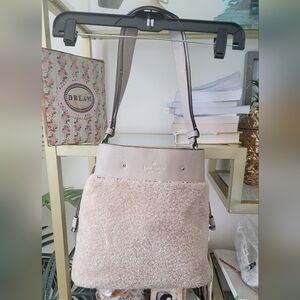 Kate Spade Taupe Faux Fur Bucket Purse
